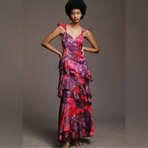 Hutch Miah V-Neck Tierred Ruffle Maxi Dress Size 0